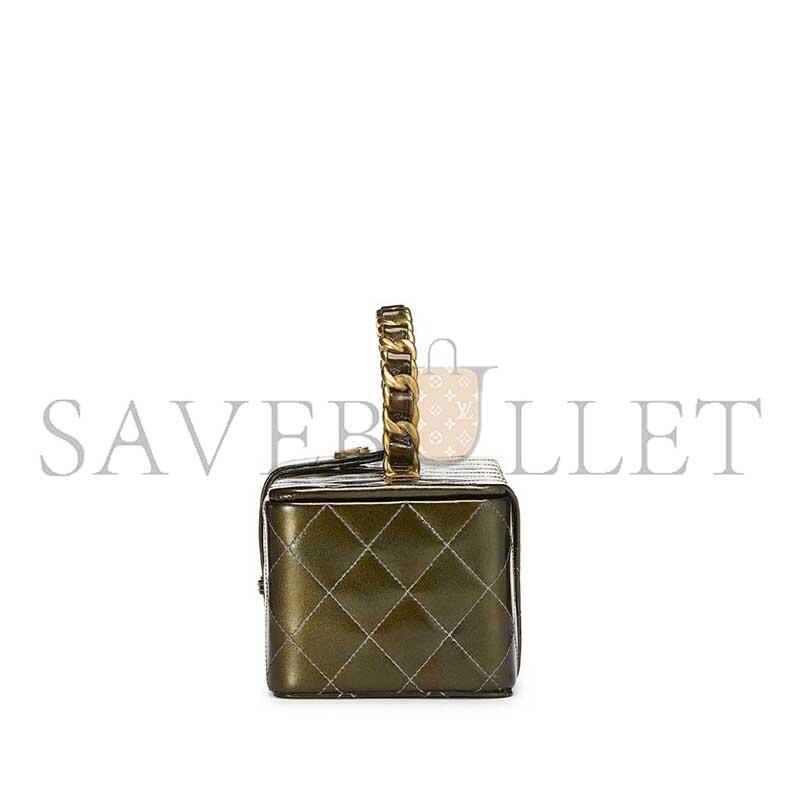CHANEL GREEN QUILTED LEATHER VANITY A2226 (22*10*8.5cm)